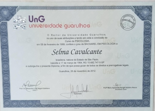 Certificado de formação 1 — Selma Cavalcante